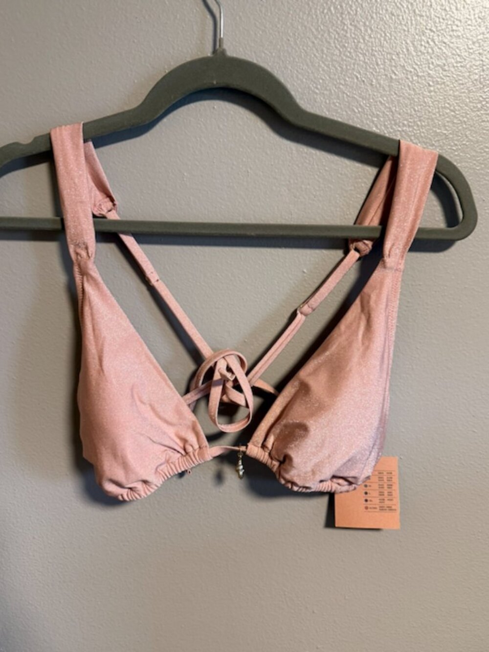 NWT Soft Pink Sparkly Bikini Top Size XL